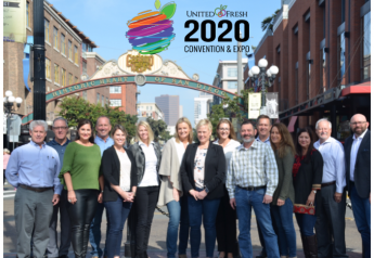 United Fresh 2020 Convention Committee at the San Diego Convention Center today.
(From left to right) Ben Zamore; Paul Kneeland; Lisa Overman; Greg Corrigan; Caroline Fillion; Karen Caruso; Nelia Alamo; Lisa McNeece; Abby Prior; Sparky Locke; Todd Eagan; Jackie Caplan Wiggins; Amalia Zimmerman-Lommel; Tom Stenzel; Michael Castagnetto
