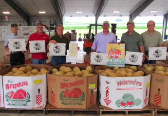 The governor's PA Produce Month proclamation was presented at Buffalo Valley Produce Auction in Mifflinburg, Pa., including (left to right) William Pyle, auction board president; Scott Hoffman, Vegetable Marketing and Research Program vice chairman; Neil Courtney, auction manager; Russell Redding, Pennsylvania secretary of Agriculture; William Troxell, Vegetable Program exec. secretary; and John Esslinger of Penn State Extension.