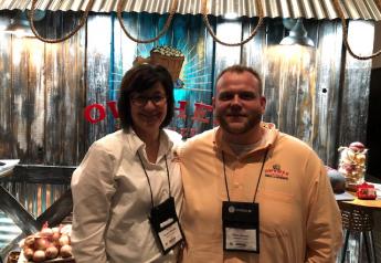  Angela Williams, sales director for onion marketer Owyhee Produce, Nyssa, Ore., and Blake Branen, director of marketing for the company, at the 2020 Global Organic Produce Expo
