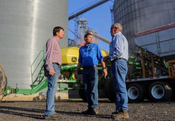 Every morning, Darren (middle), Brian (left) and Bobby (right) meet to discuss the day’s tasks. This meeting ensures they are all on the same page and no ball is dropped on their 20,000-acre row crop operation.
