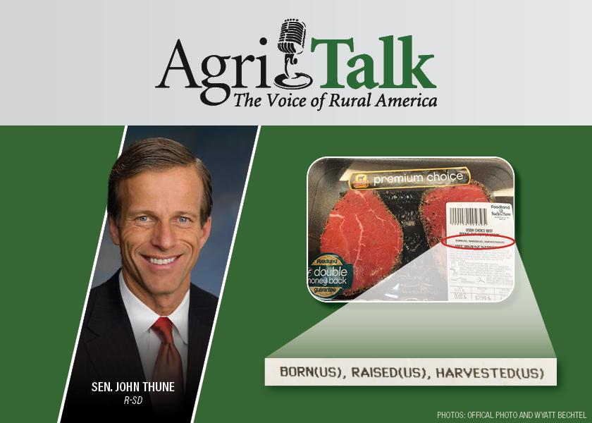On Sept. 23, Sen. John Thune (R-S.D.) joined Chip Flory, AgriTalk host. The conversation primarily revolved around mandatory country of origin labeling and mandatory price reporting.  